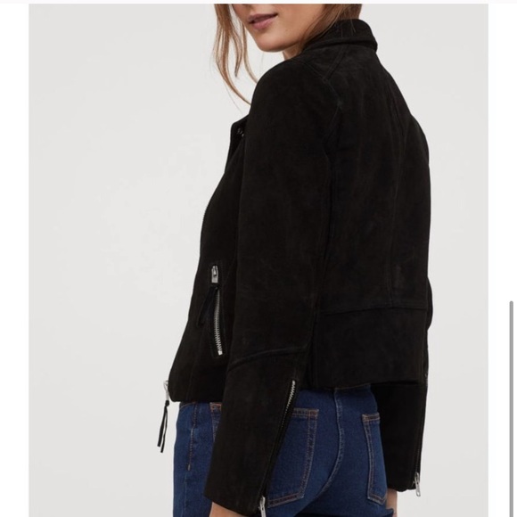 H&M Real Suede Biker Jacket NWT XS - Picture 4 of 6